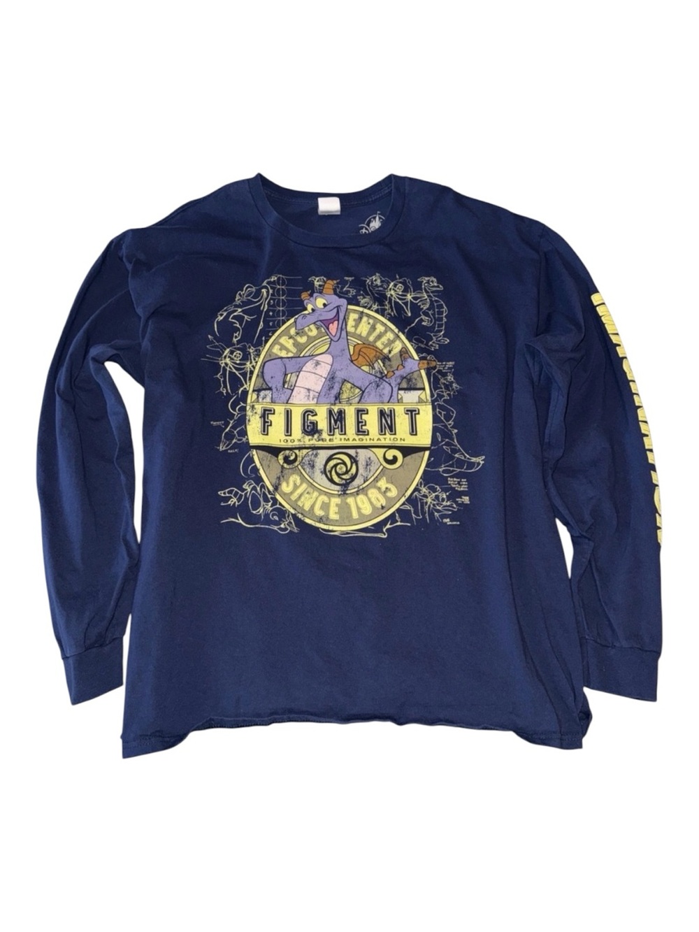 Disney 1983 Epcot Figment Dragon Shirt Mens 2XL Navy Blue Cotton Graphic‎ Print